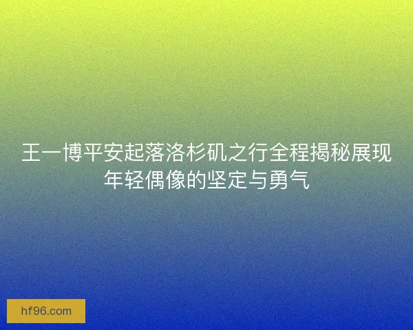 王一博平安起落洛杉矶之行全程揭秘展现年轻偶像的坚定与勇气 王一博平安起落洛杉矶之行全程揭秘展现年轻偶像的坚定与勇气